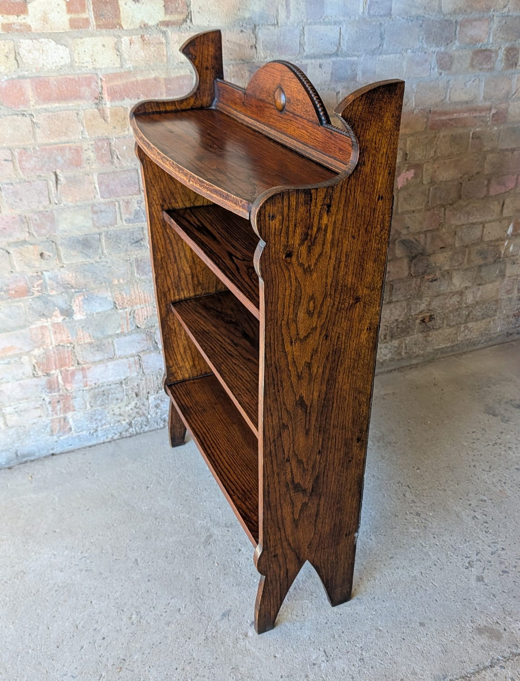 Antique Oak Arts & Crafts Open Bookcase
