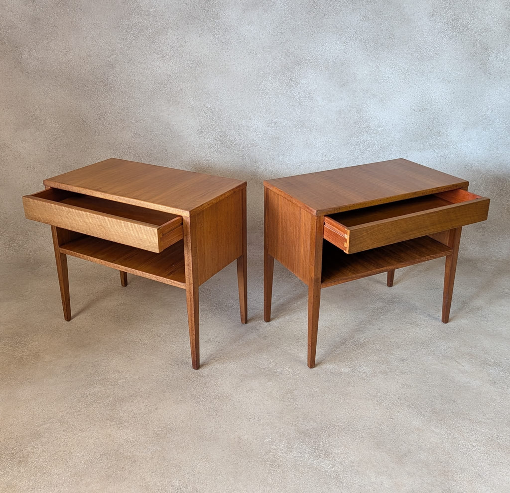 Pair Of Mid Century Alfred Cox Walnut Bedside Tables 1960s