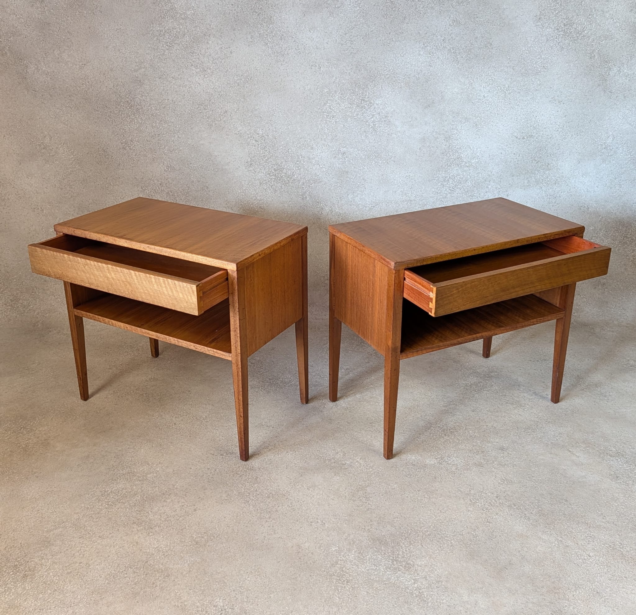 Pair Of Mid Century Alfred Cox Walnut Bedside Tables 1960s