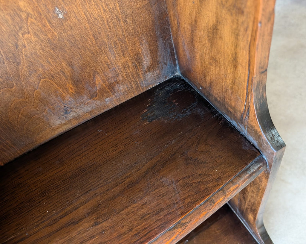 Antique Oak Slim Open Bookcase 1920s