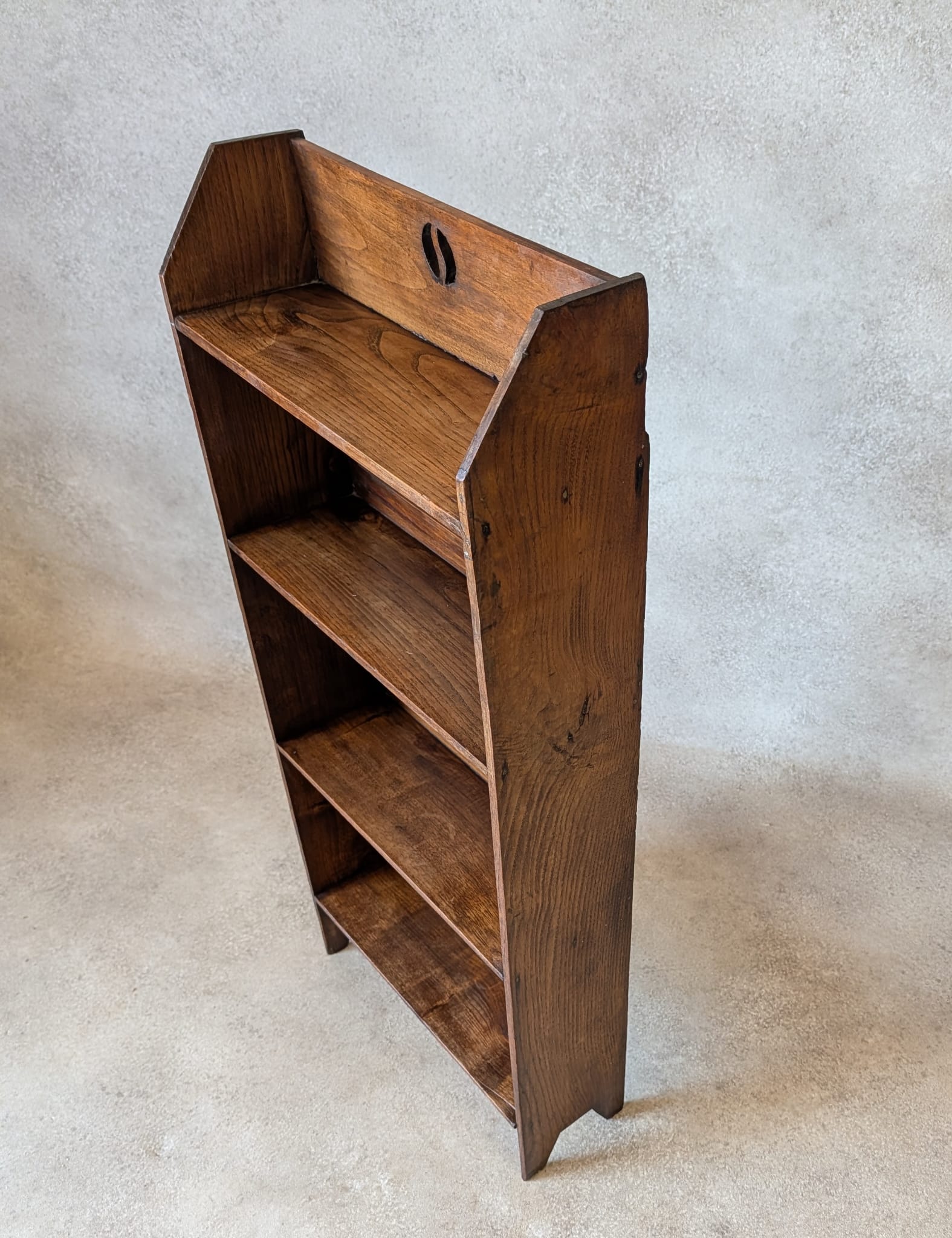 Antique Oak Arts & Crafts Bookcase Narrow Open Bookshelf