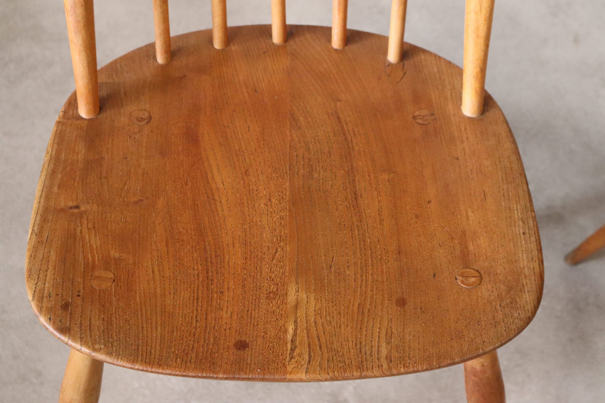 Pair Of Mid Century Ercol Elm & Beech Quaker Dining Chairs