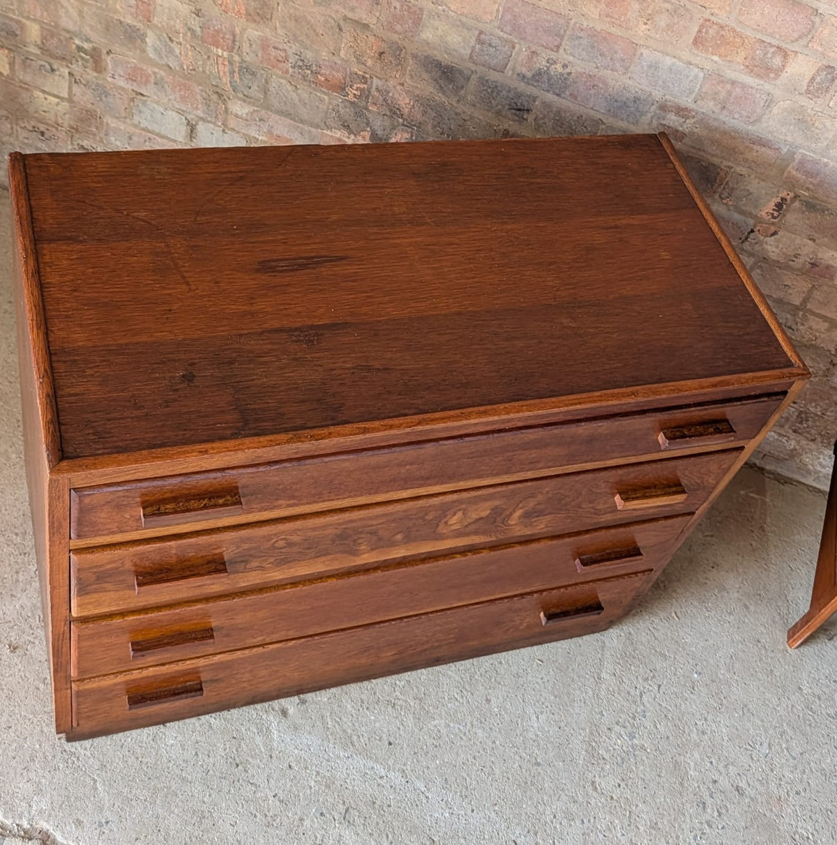 Mid Century Oak Utility Chest Of Drawers Vintage 3 Drawer Chest
