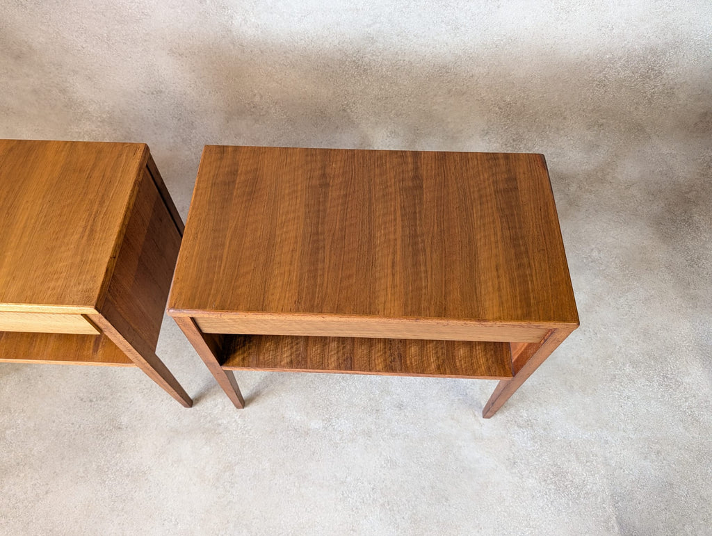 Pair Of Mid Century Alfred Cox Walnut Bedside Tables 1960s