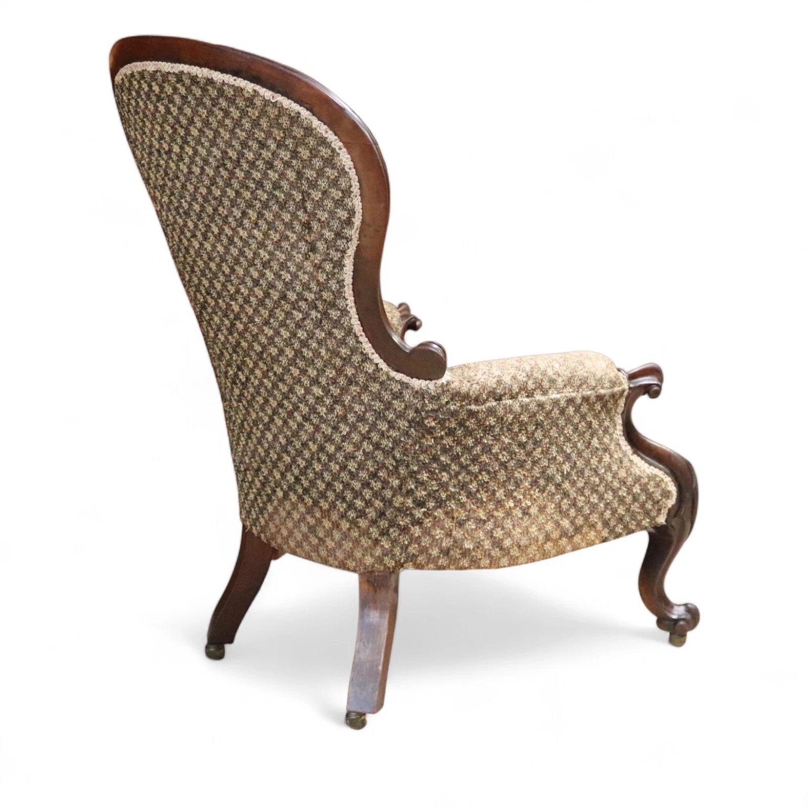 Victorian Antique Mahogany Spoon Back Armchair / Library Chair