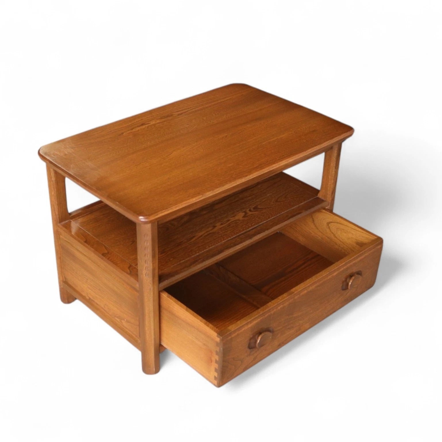 Vintage Ercol 'Golden Dawn' Drop Flap Corner TV Stand Media Cabinet