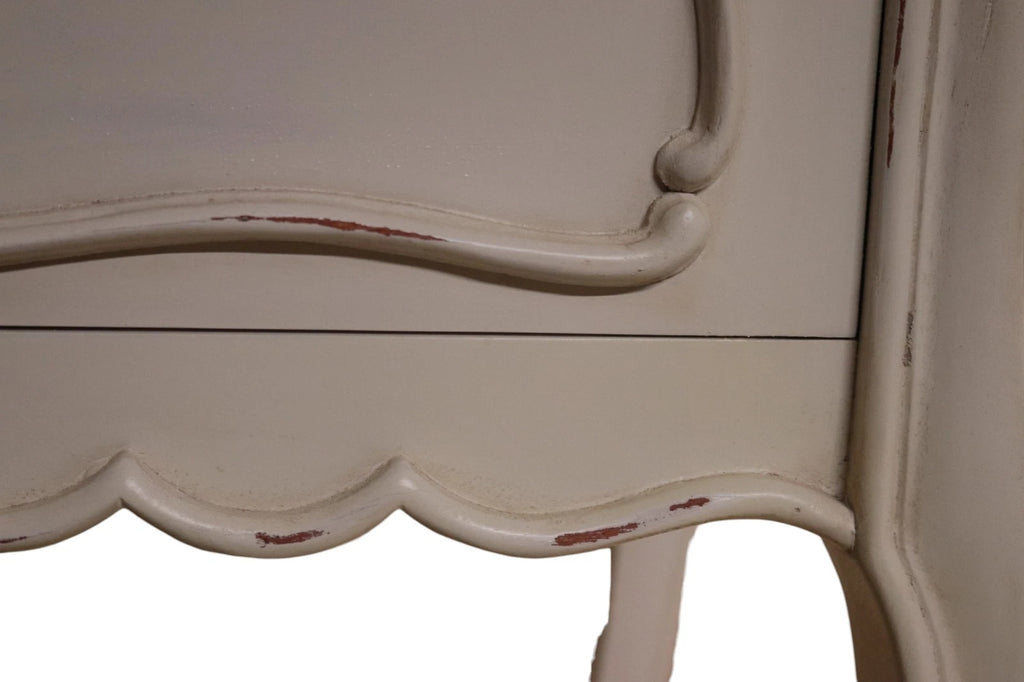 Pair Of Vintage White Painted French Provincial Country Style Bedside Cabinets