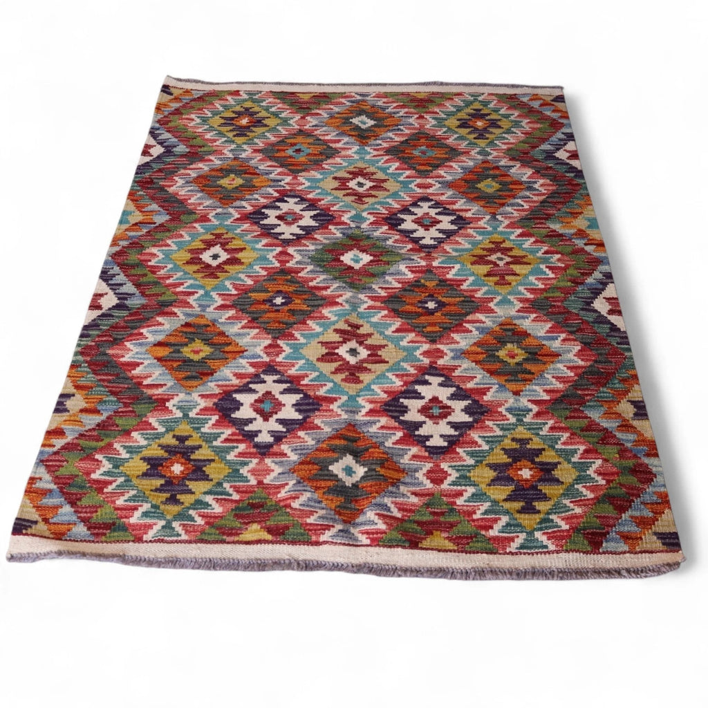 Vintage Chobi Kilim Geometric multi coloured Rug