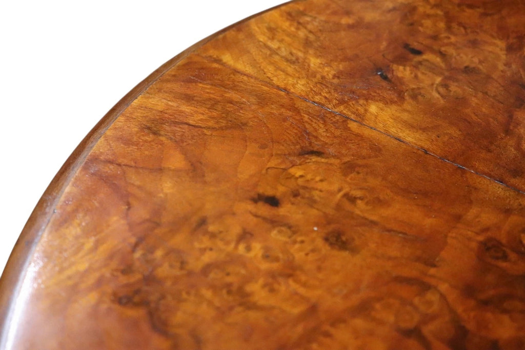 Victorian Burr Walnut Sutherland Table 19th Century Antique Drop Leaf Table