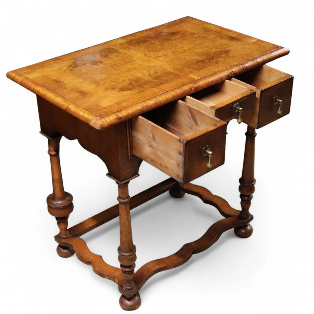 Early 20th Century Antique Burr Walnut William & Mary Style Lowboy Hall Table