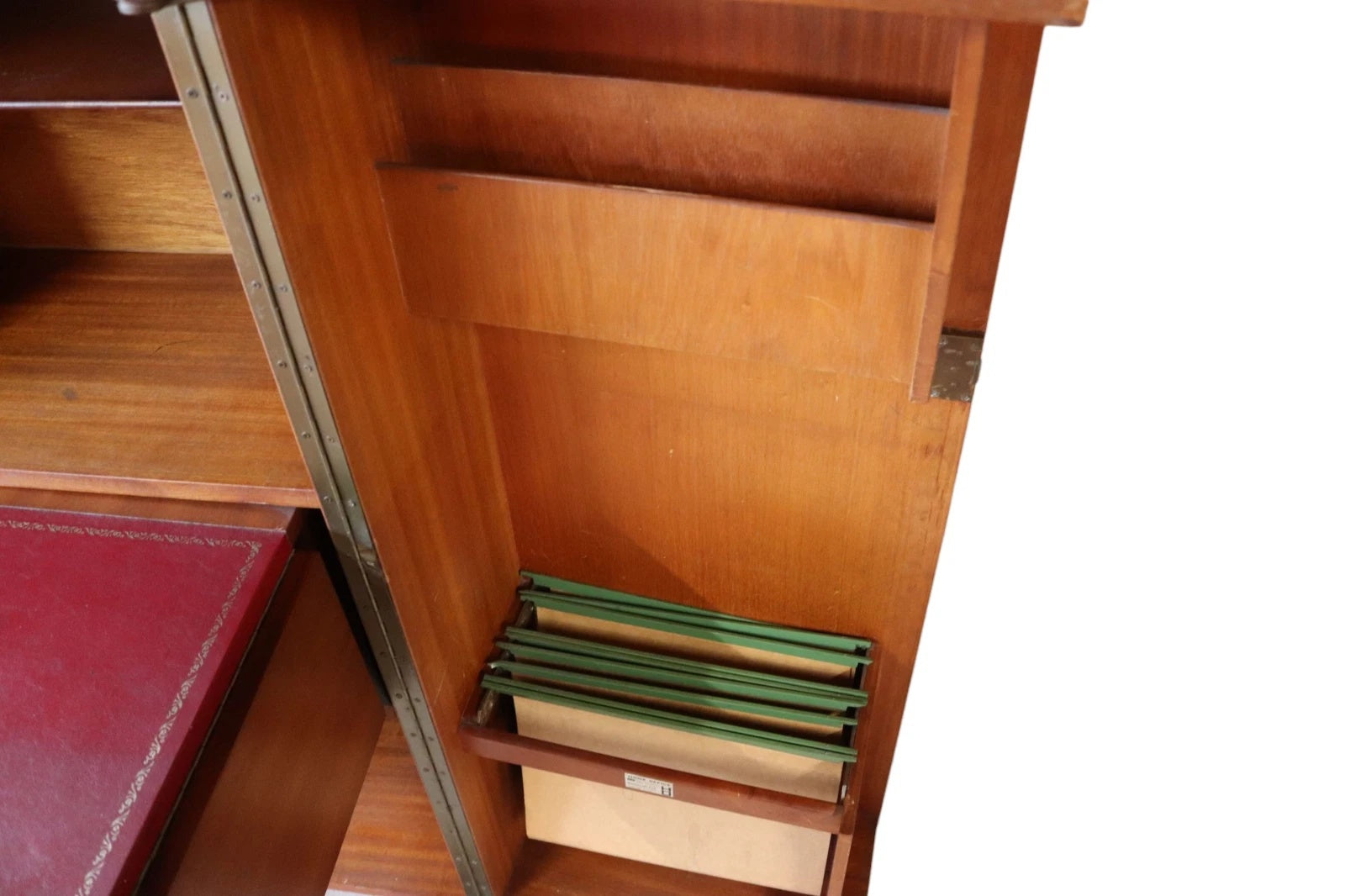 Mid Century Teak Newcraft Home Office Magic Box Style Foldaway Desk Cabinet