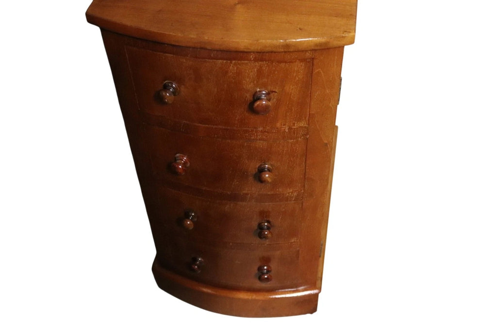 Pair of Vintage Victorian Style Walnut Bow Front Bedside Cupboards / Cabinets