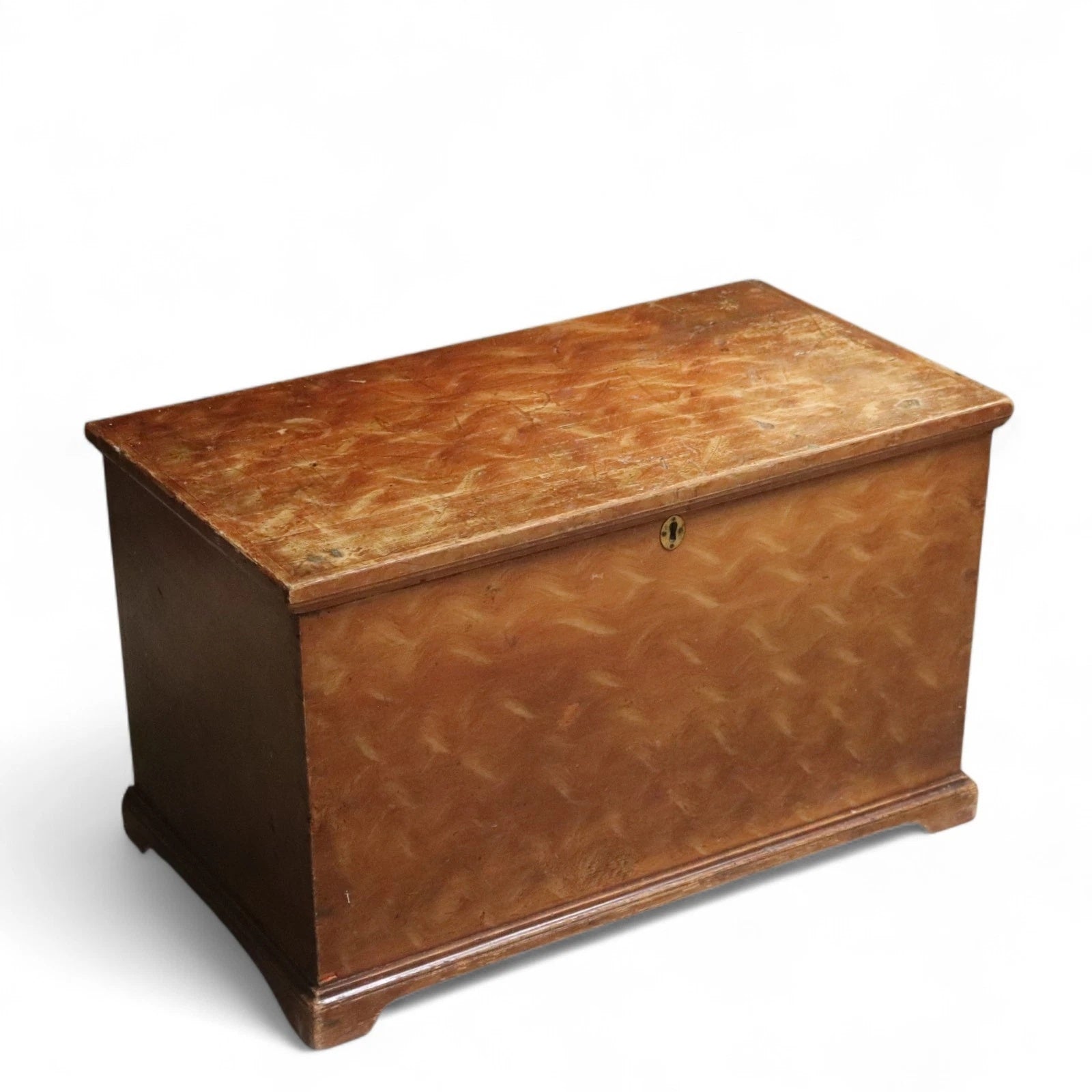 Antique Scumbled Pine Blanket Box - Early 20th Century Grain Painted Chest