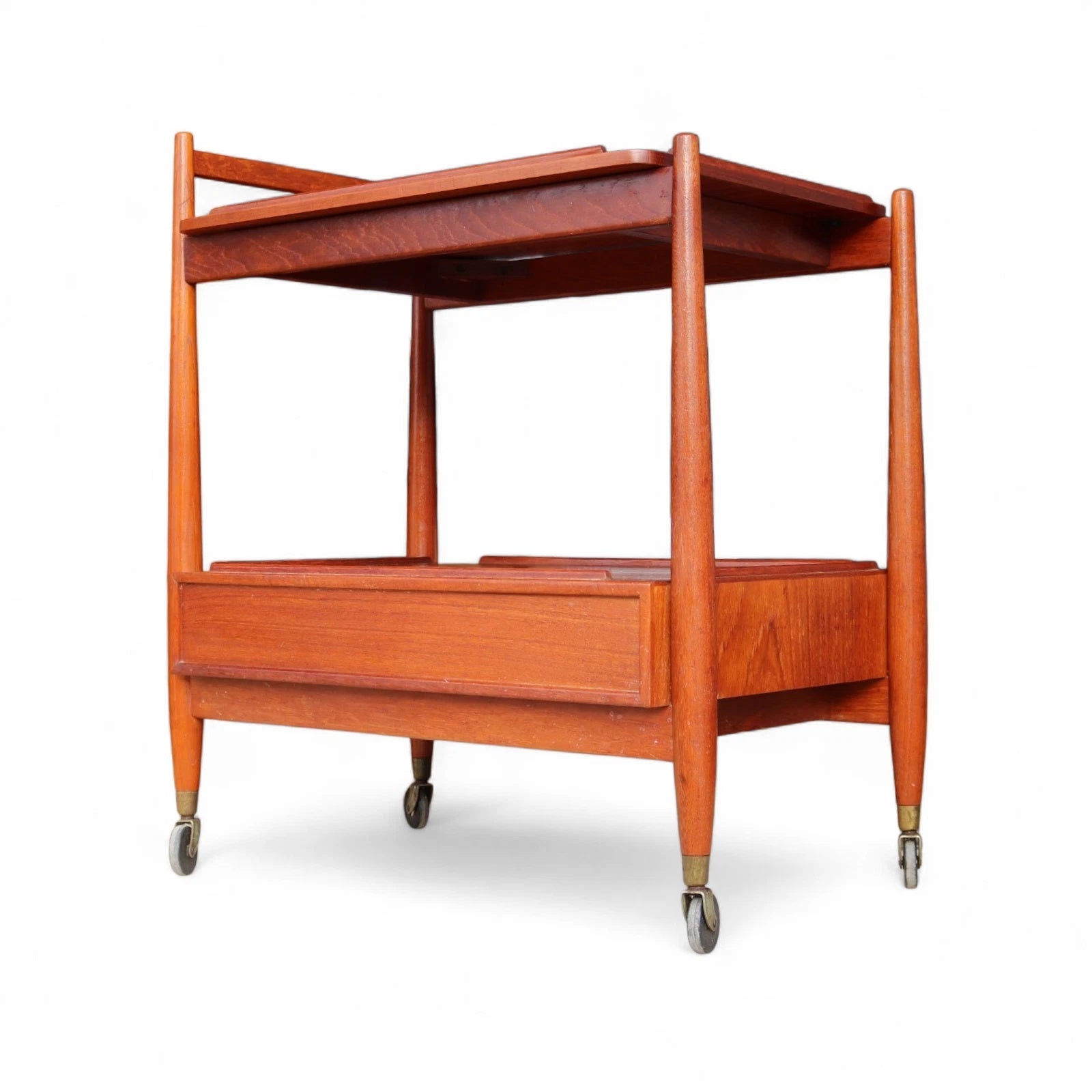 Mid Century White & Newton Teak 2 Tier Serving/Cocktail Trolley