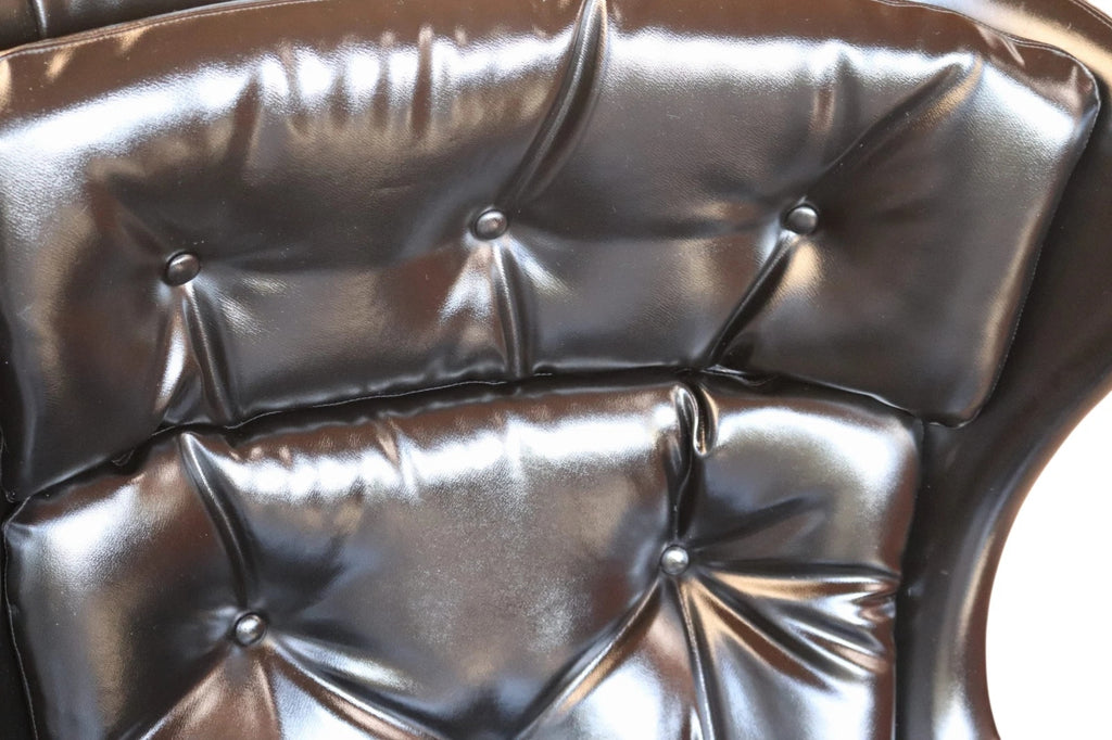 Mid Century Black Faux Leather Egg Chair Swivel Armchair