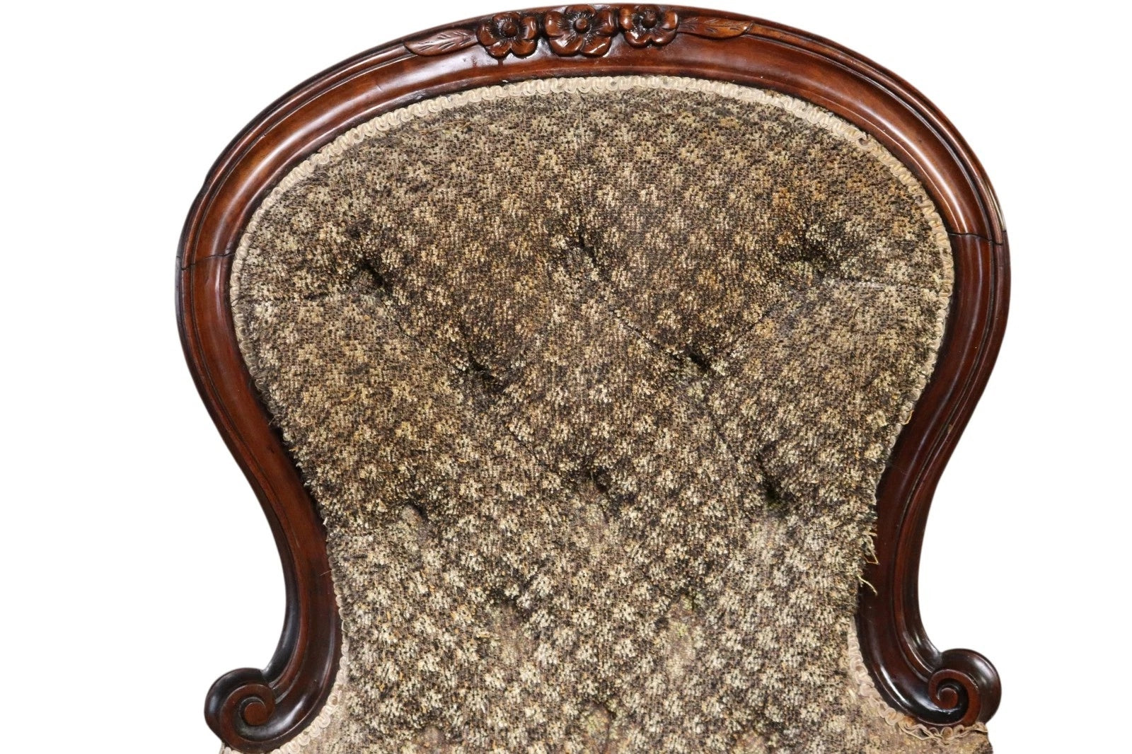 Victorian Antique Mahogany Spoon Back Armchair / Library Chair
