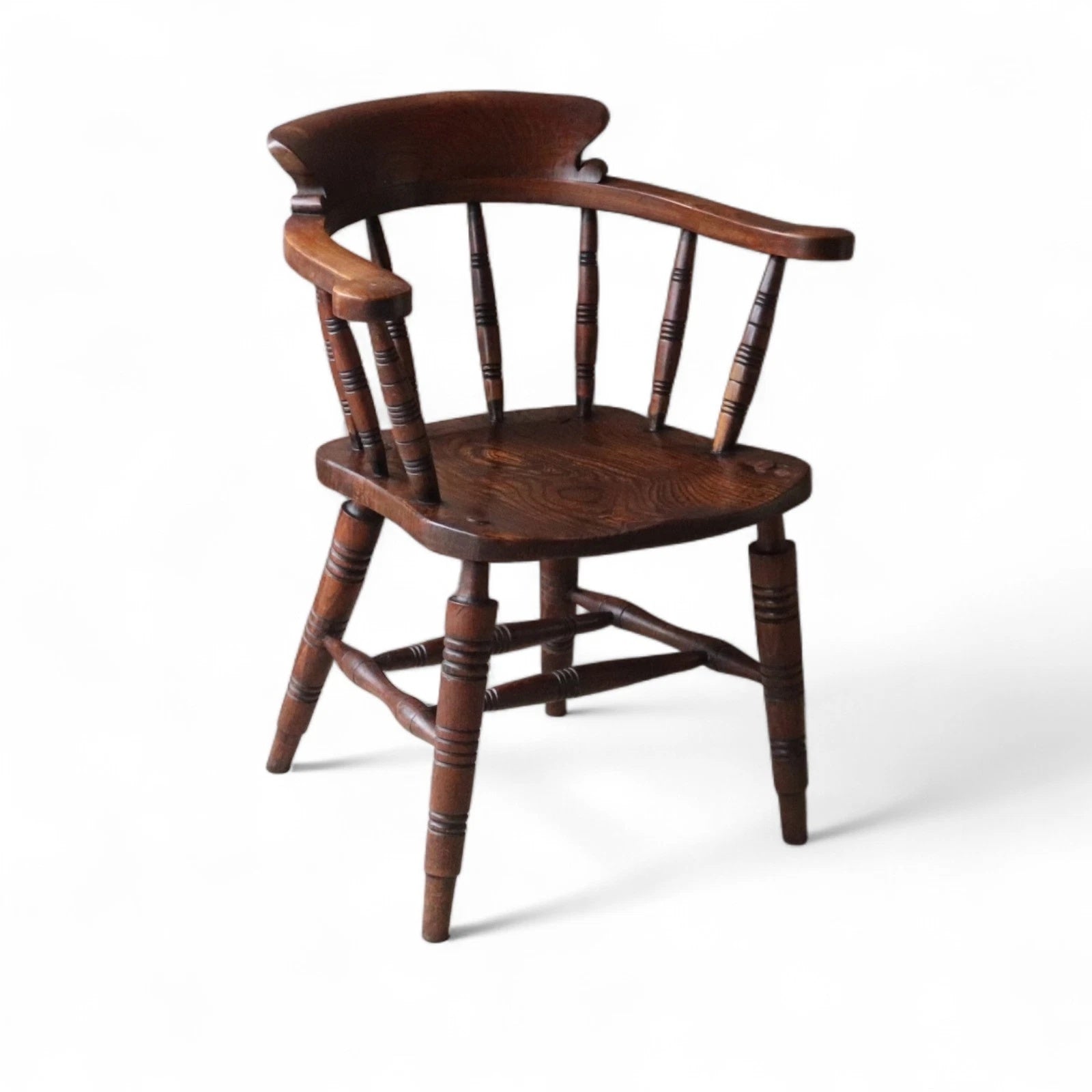 Victorian Smoker’s Bow Chair c.1880 - Elm & Beech - Captains Chair