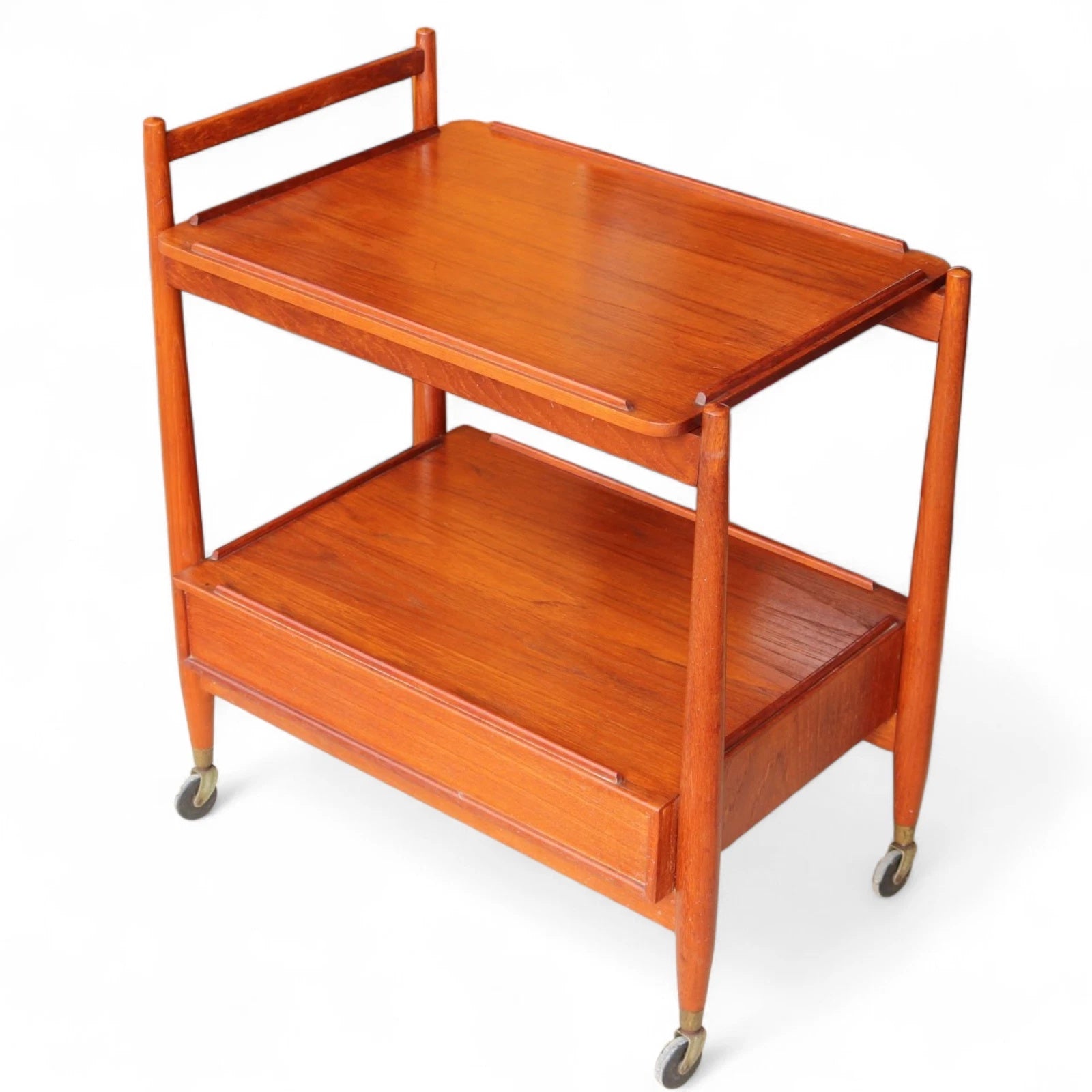 Mid Century White & Newton Teak 2 Tier Serving/Cocktail Trolley