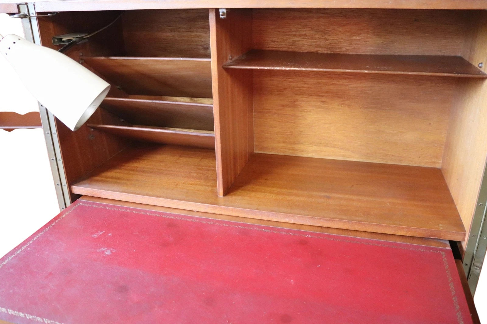 Mid Century Teak Newcraft Home Office Magic Box Style Foldaway Desk Cabinet