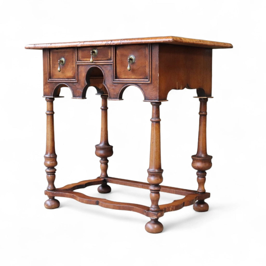 Early 20th Century Antique Burr Walnut William & Mary Style Lowboy Hall Table