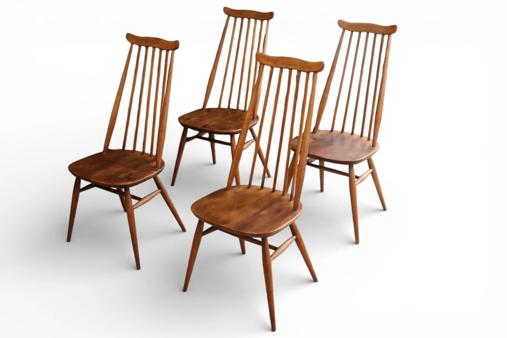 Set Of 4 Mid Century Ercol Goldsmith Dining Chairs - Elm & Beech 1960s