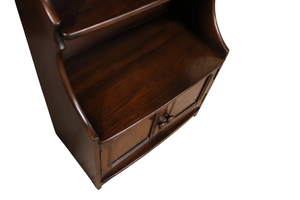 Vintage Ercol Elm Waterfall Open Bookcase - Blue Label