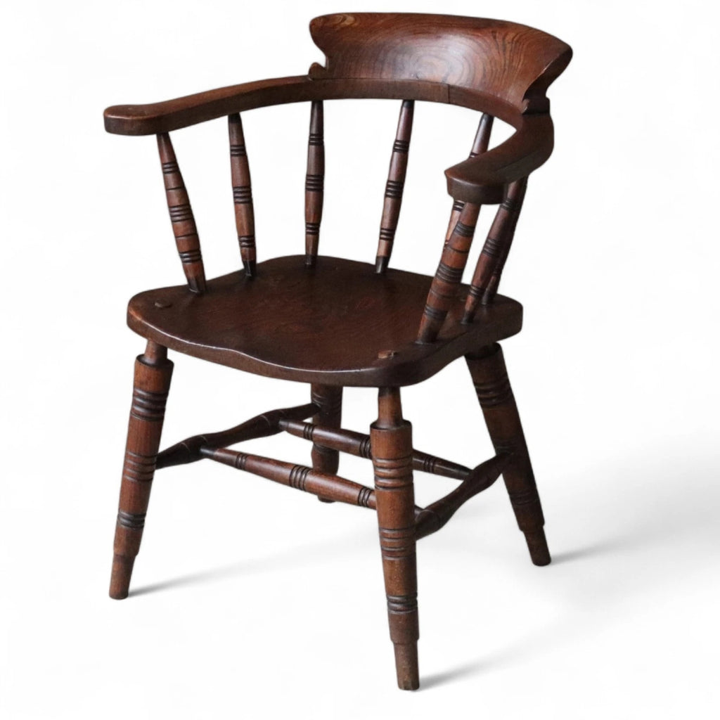 Victorian Smoker’s Bow Chair c.1880 - Elm & Beech - Captains Chair