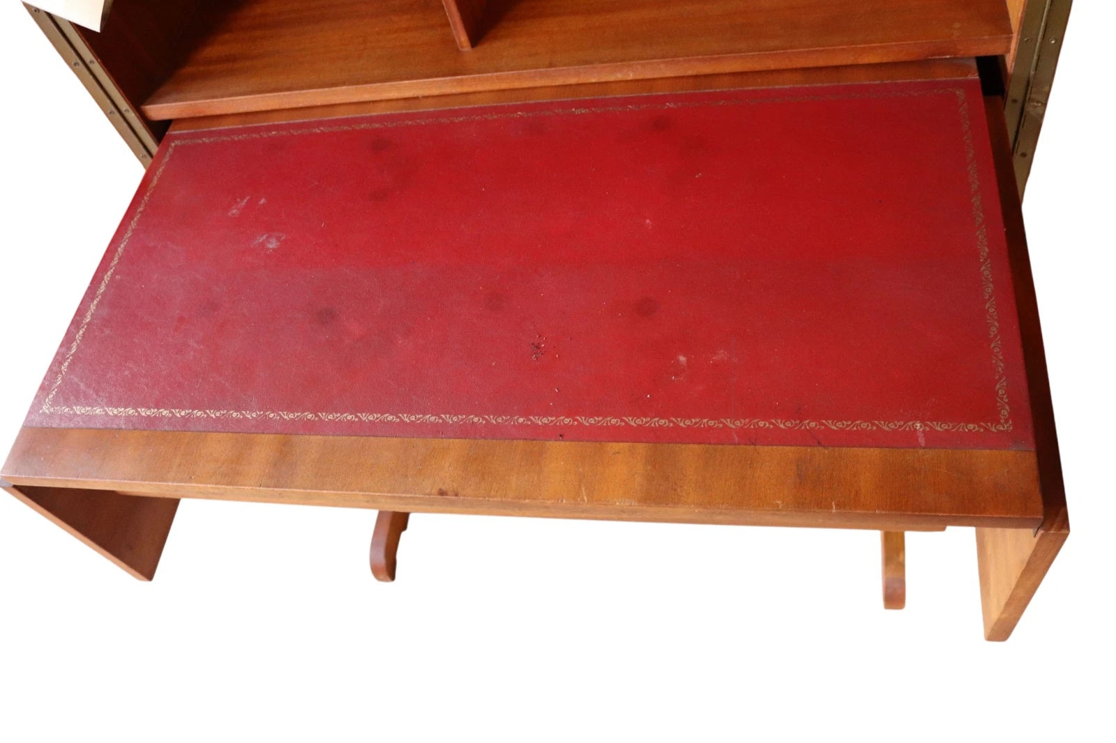 Mid Century Teak Newcraft Home Office Magic Box Style Foldaway Desk Cabinet