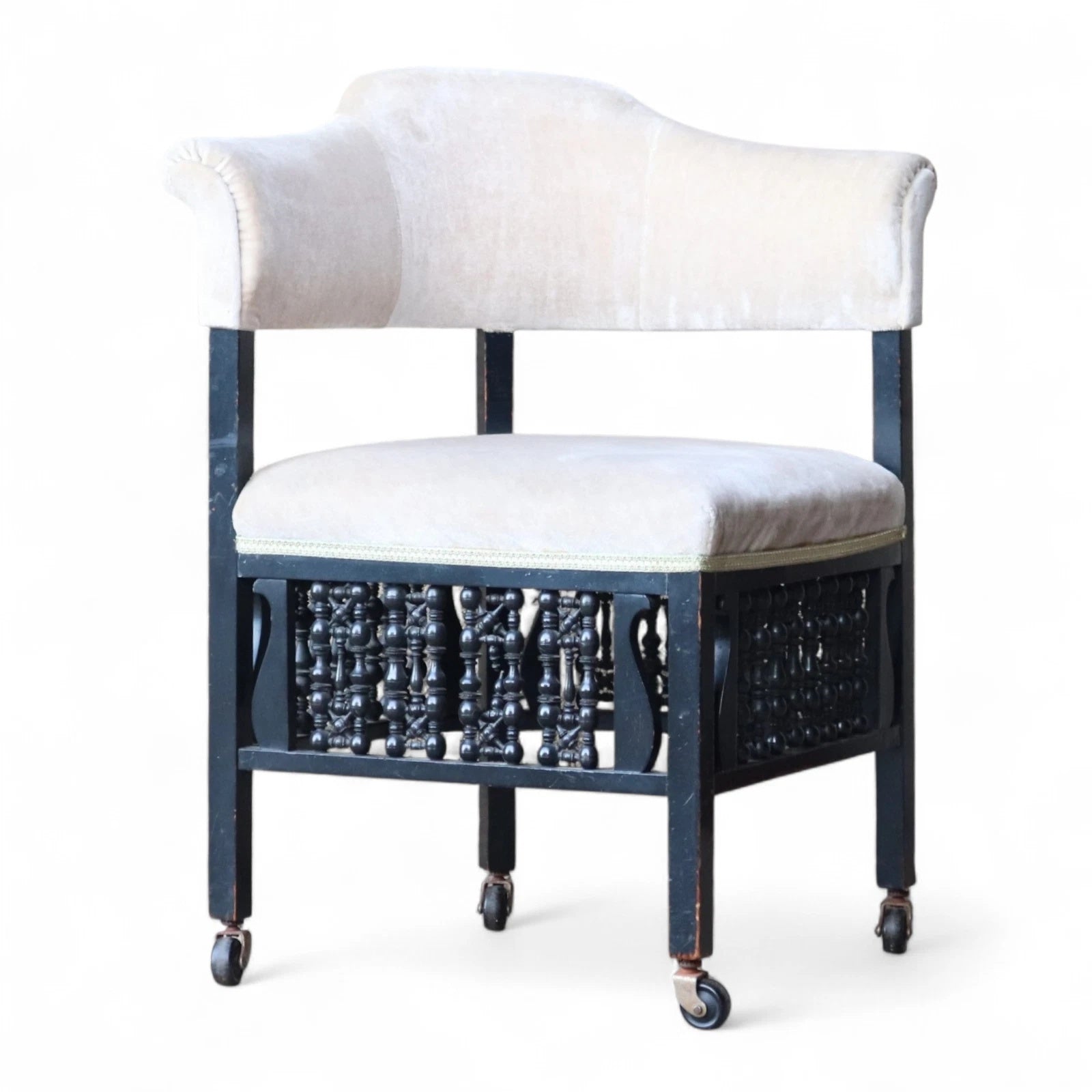 Antique Edwardian Ebonised Corner Chair / Armchair