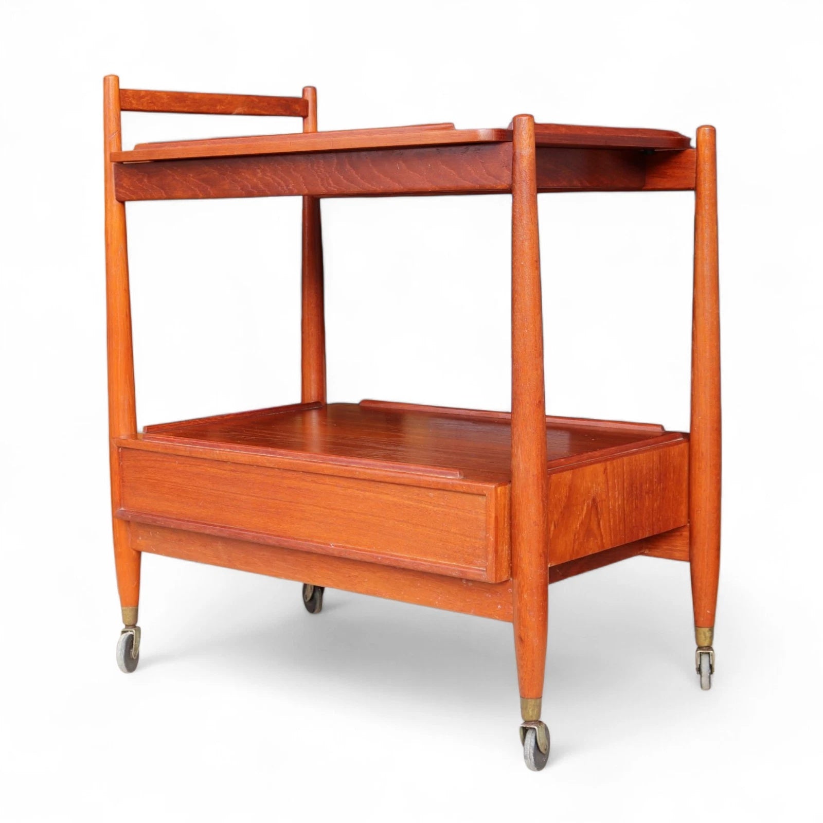 Mid Century White & Newton Teak 2 Tier Serving/Cocktail Trolley