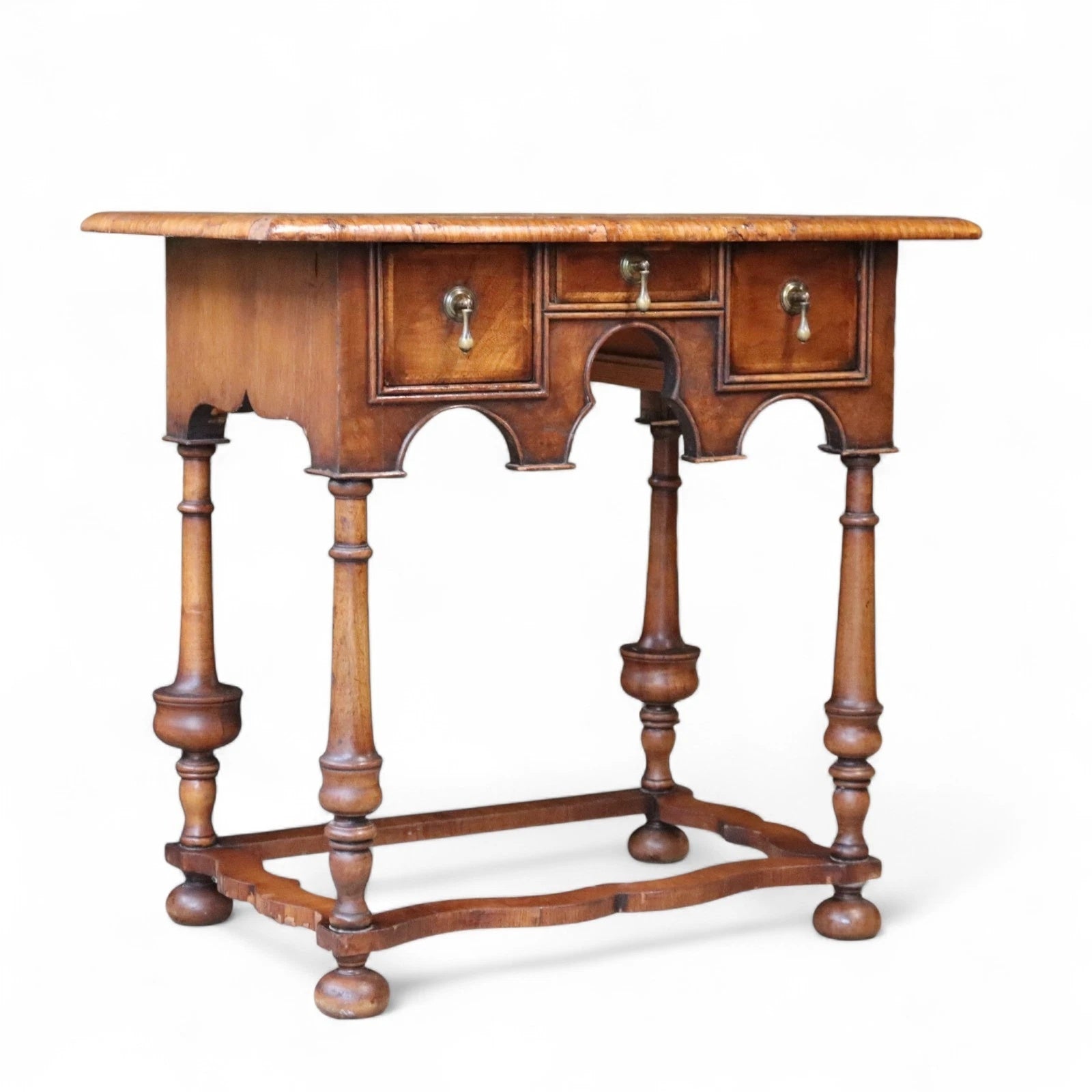 Early 20th Century Antique Burr Walnut William & Mary Style Lowboy Hall Table
