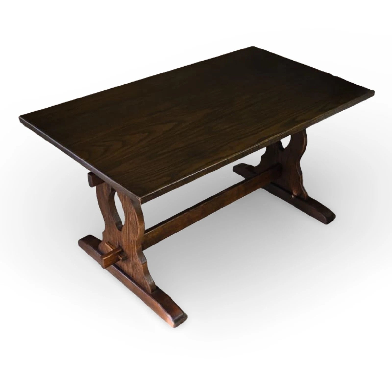 Vintage Oak Dining Table - 20th Century Trestle Style - Refectory Table