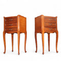 Pair Of Vintage French Walnut Louis XV Style Bedside Chests / Nightstands