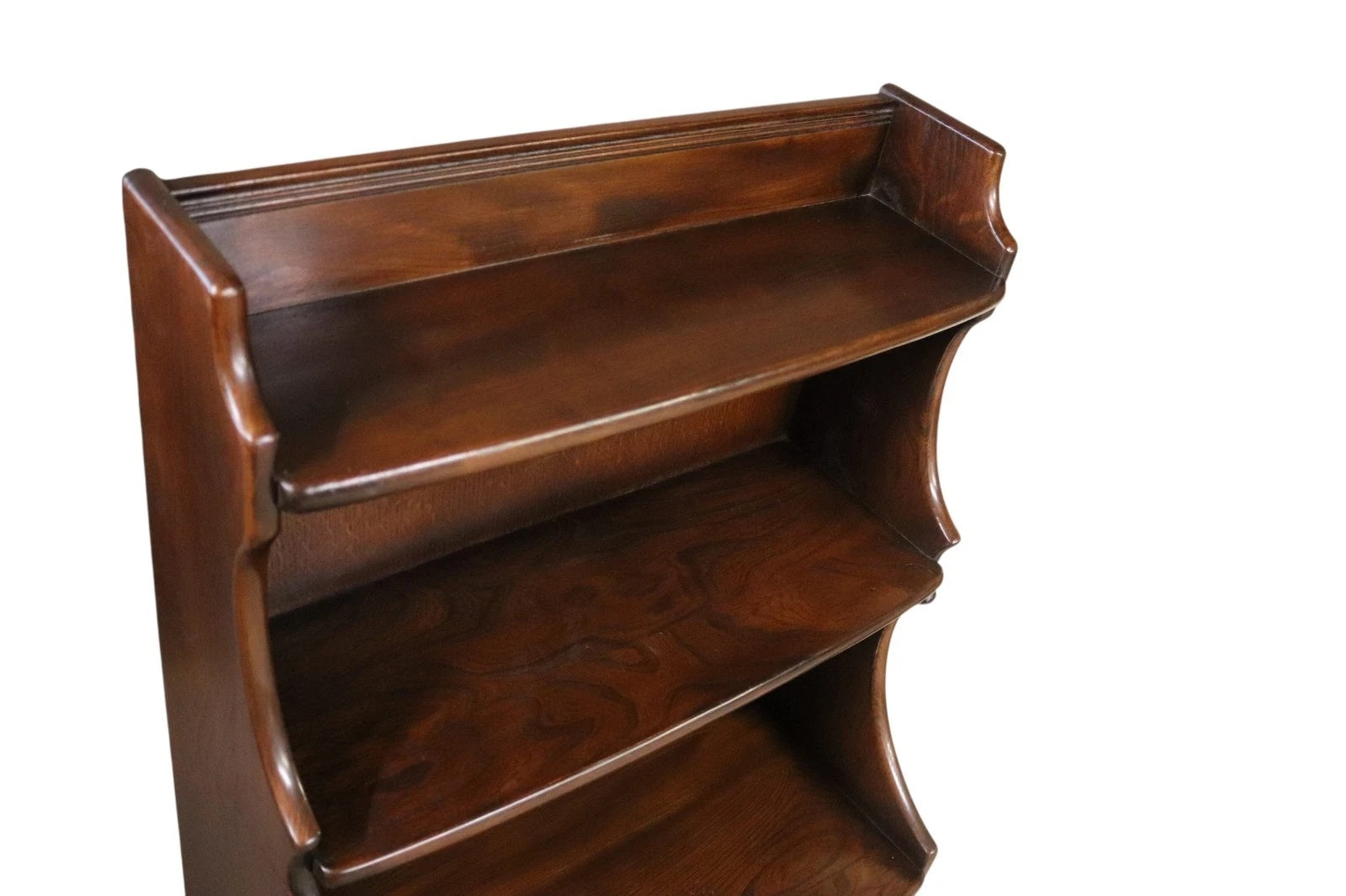 Vintage Ercol Elm Waterfall Open Bookcase - Blue Label
