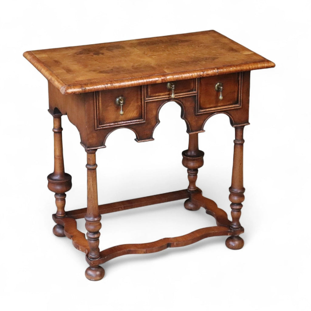 Early 20th Century Antique Burr Walnut William & Mary Style Lowboy Hall Table