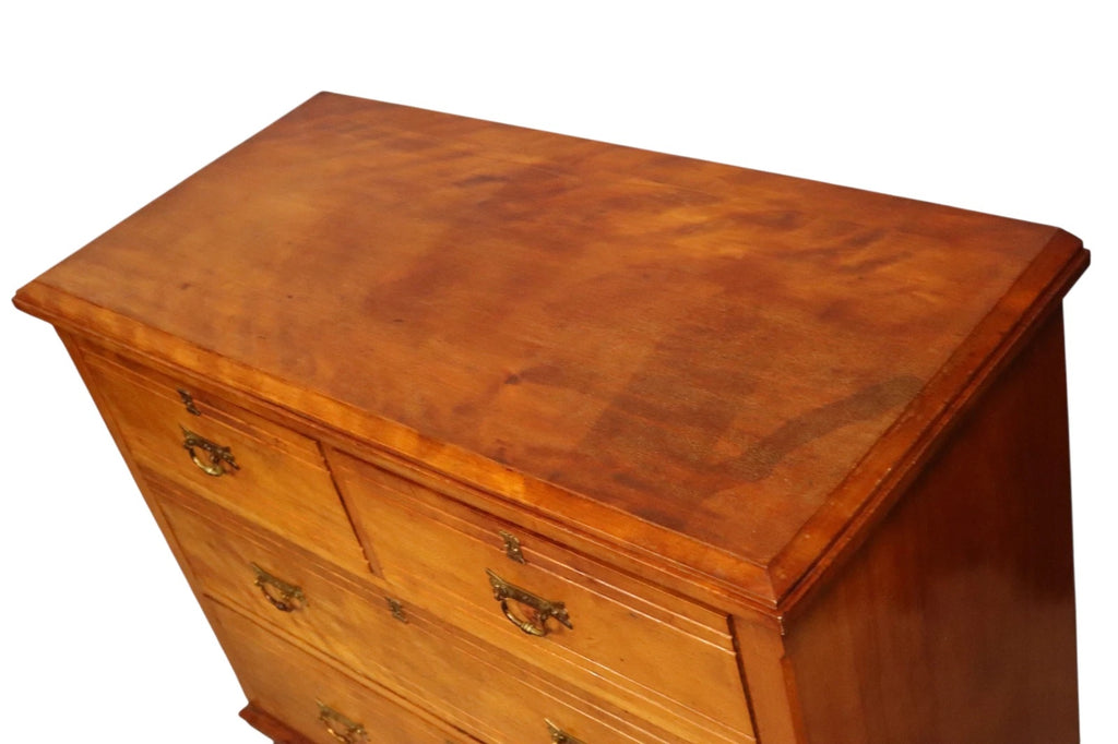 Antique Edwardian Satin Walnut Chest Of Drawers