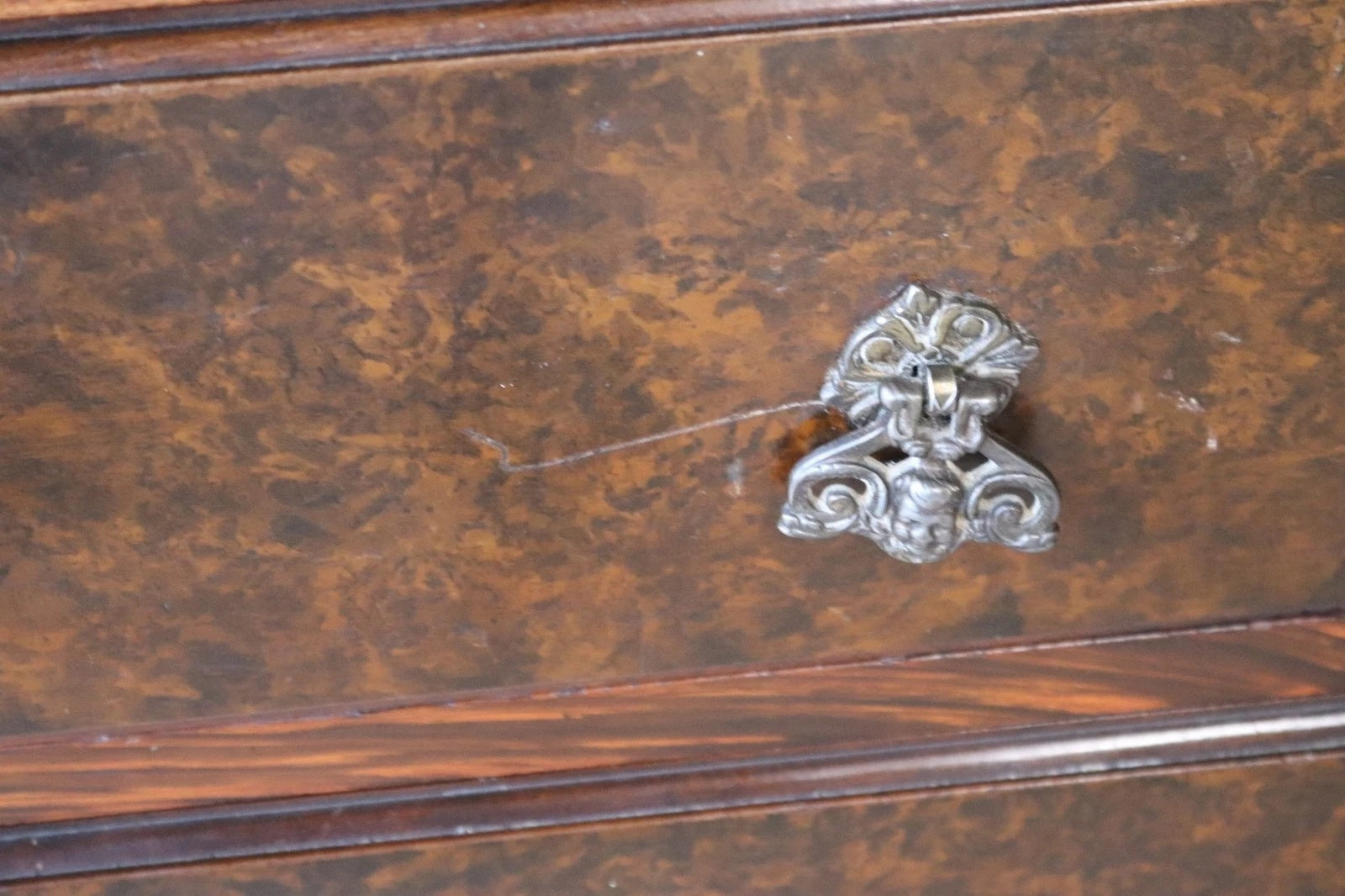 Art Deco Burr Walnut Sideboard Scalloped Gallery Buffet Credenza 1930s
