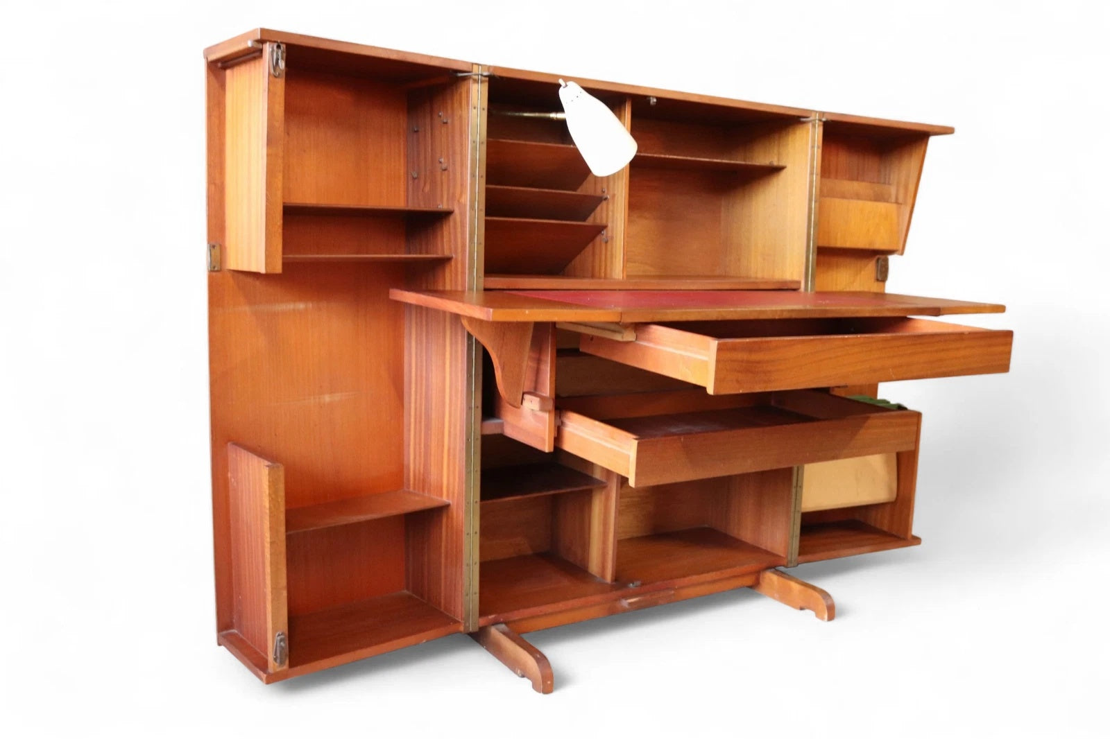 Mid Century Teak Newcraft Home Office Magic Box Style Foldaway Desk Cabinet