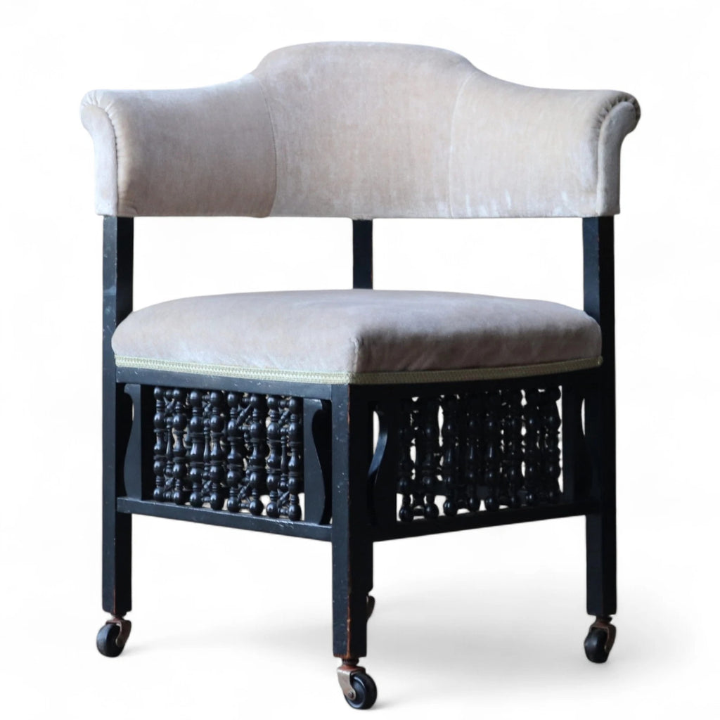 Antique Edwardian Ebonised Corner Chair / Armchair