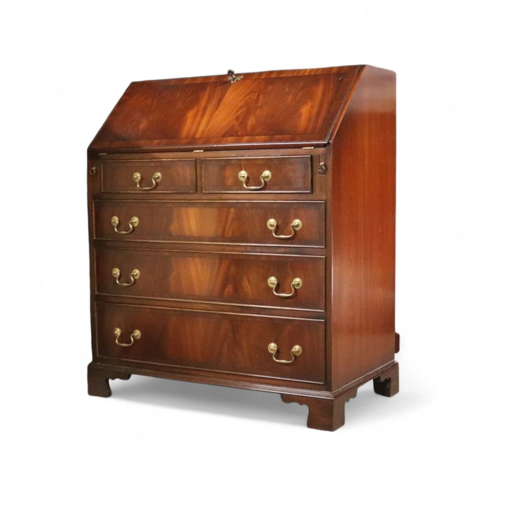 Vintage Bevan Funnell "Reprodux" George III Style Flame Mahogany Bureau