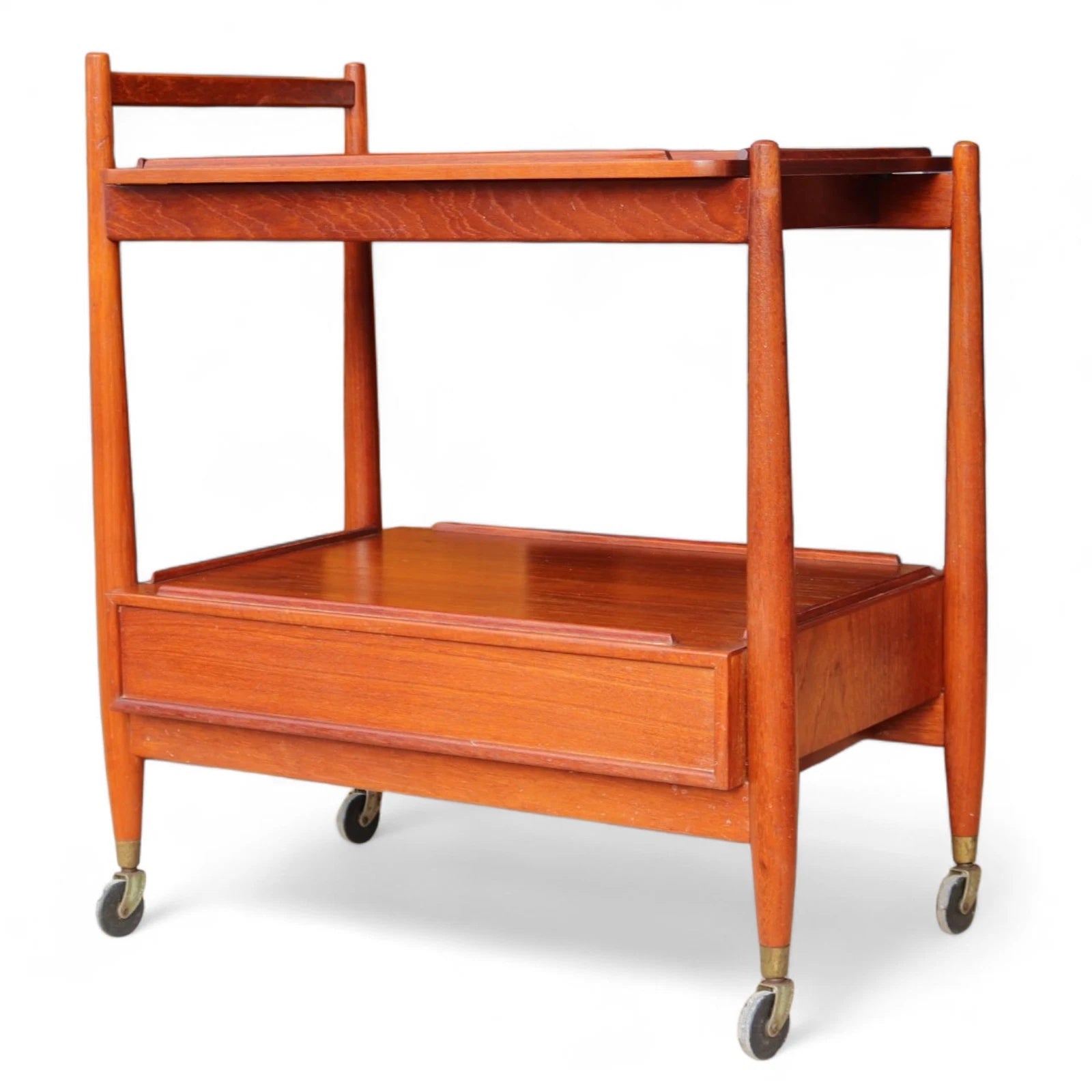 Mid Century White & Newton Teak 2 Tier Serving/Cocktail Trolley
