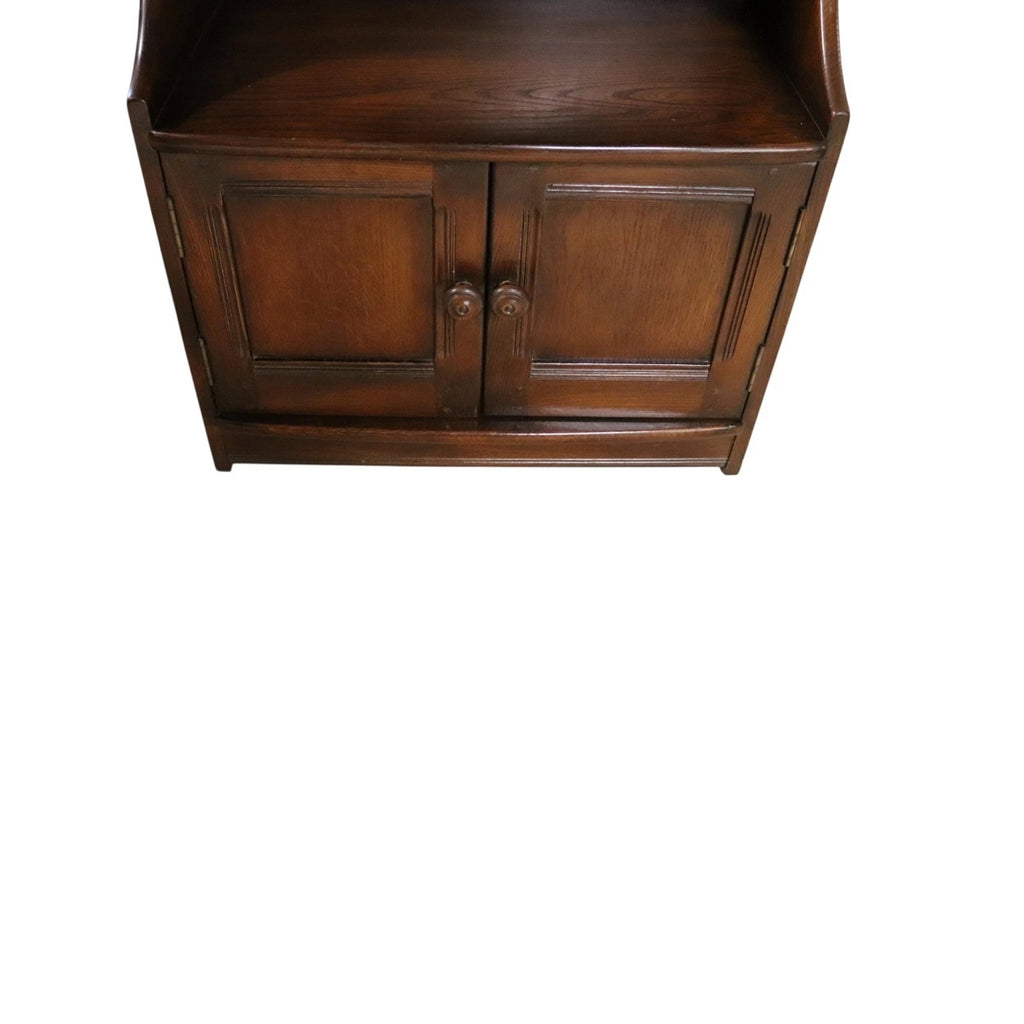 Vintage Ercol Elm Waterfall Open Bookcase - Blue Label
