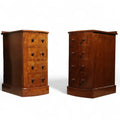 Pair of Vintage Victorian Style Walnut Bow Front Bedside Cupboards / Cabinets