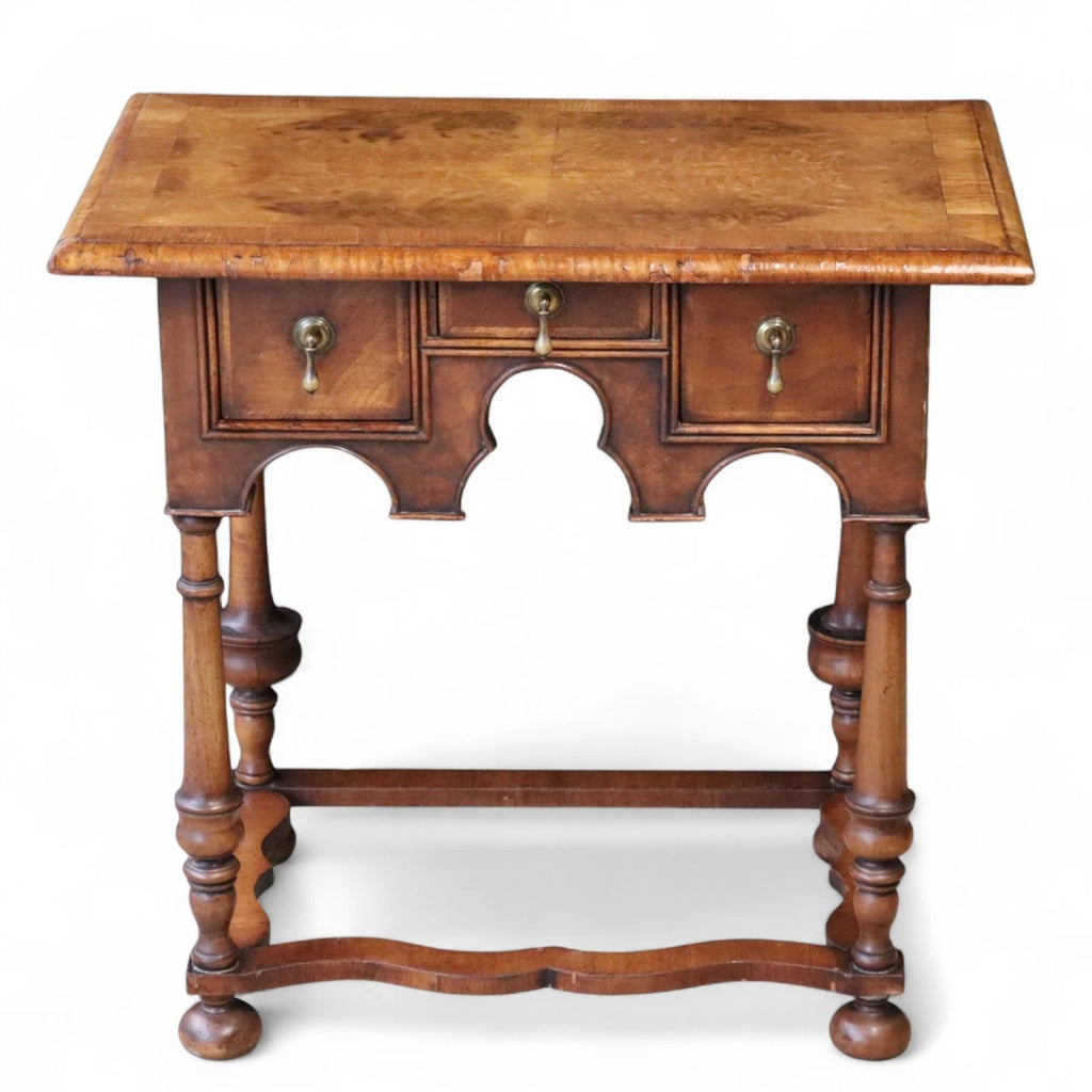 Early 20th Century Antique Burr Walnut William & Mary Style Lowboy Hall Table