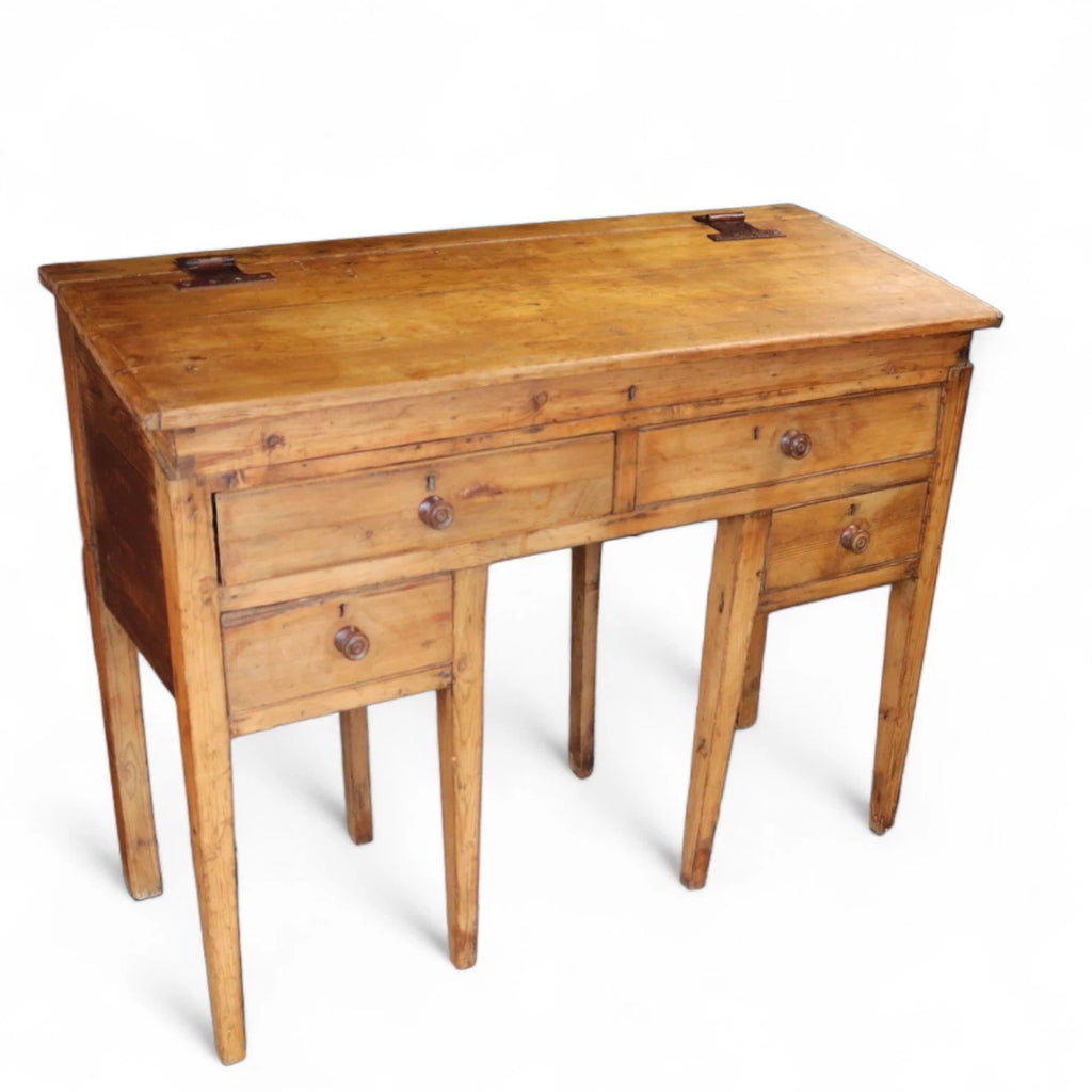 Victorian Antique Pine Clerks Desk Sloped Top Standing Desk