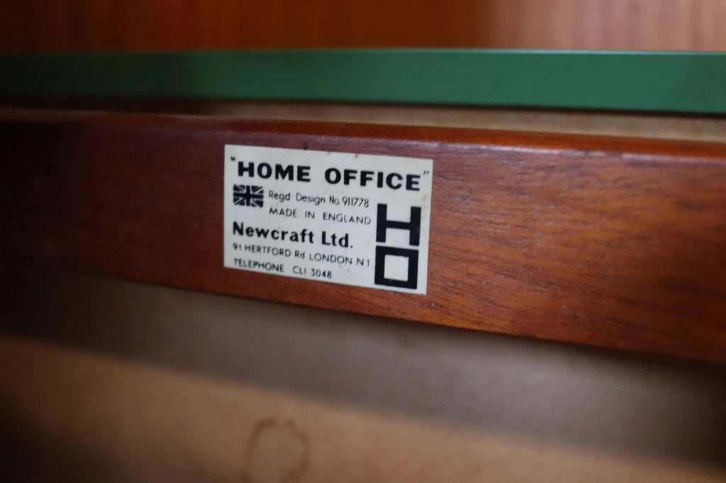 Mid Century Teak Newcraft Home Office Magic Box Style Foldaway Desk Cabinet