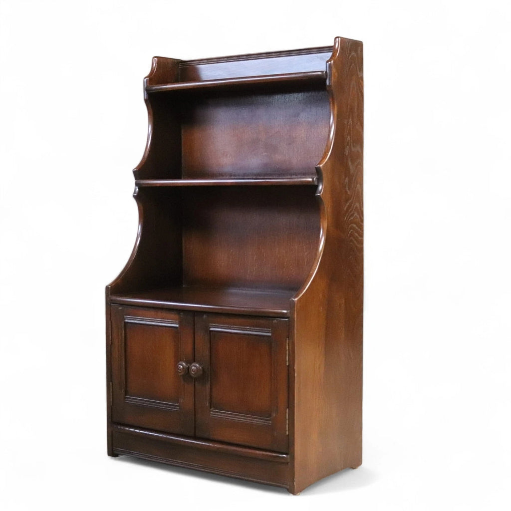 Vintage Ercol Elm Waterfall Open Bookcase - Blue Label