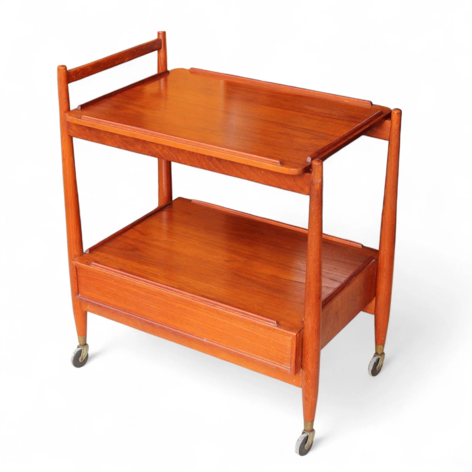 Mid Century White & Newton Teak 2 Tier Serving/Cocktail Trolley