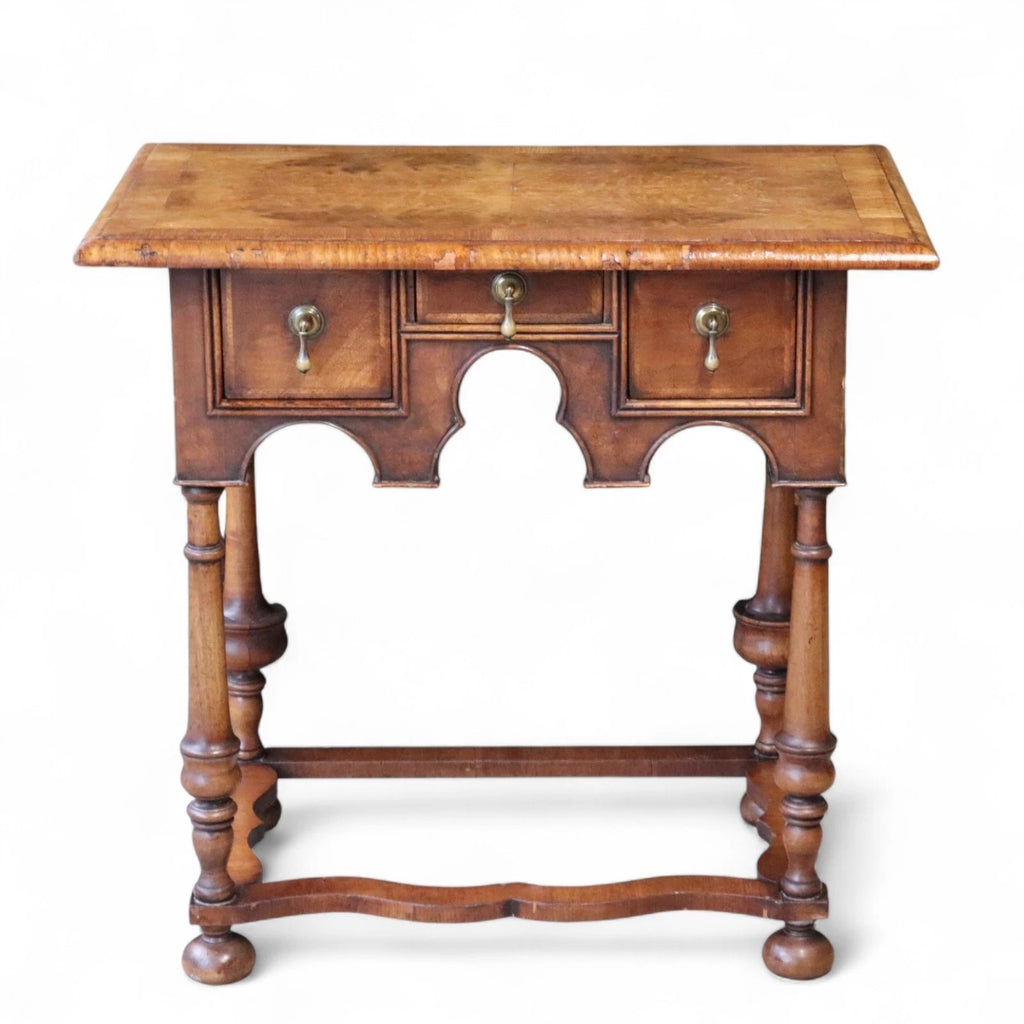 Early 20th Century Antique Burr Walnut William & Mary Style Lowboy Hall Table