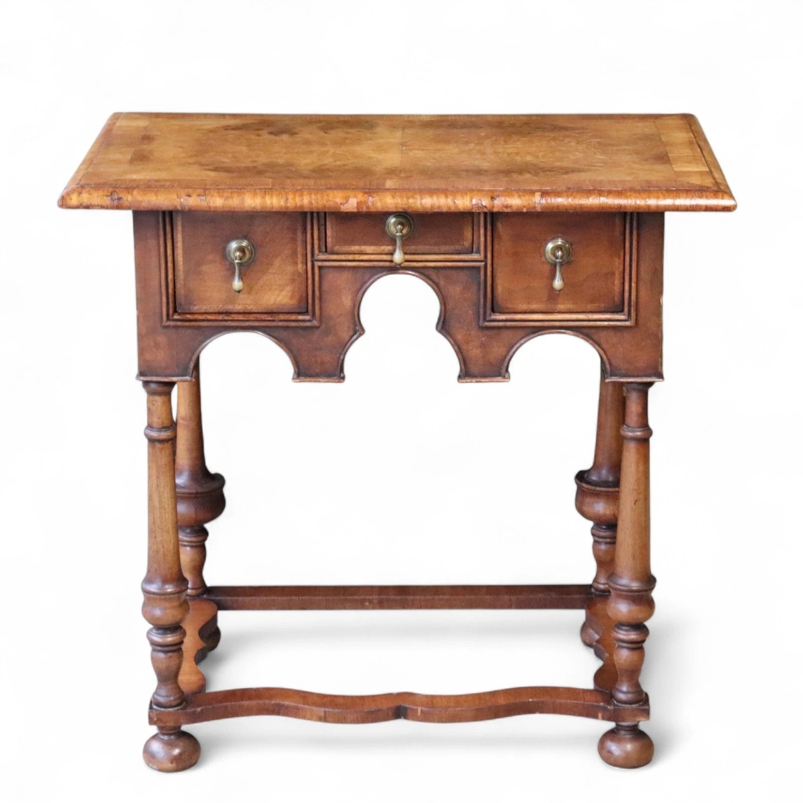 Early 20th Century Antique Burr Walnut William & Mary Style Lowboy Hall Table